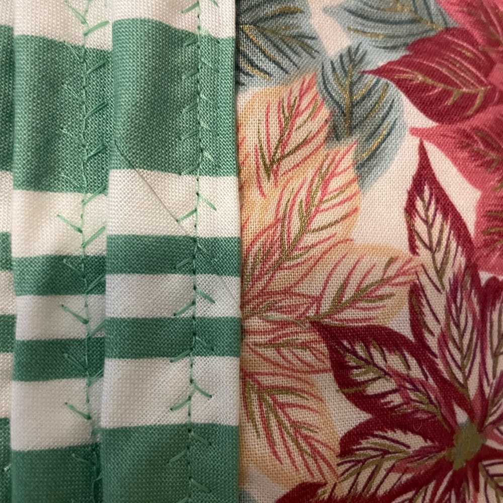 Handmade Patchwork Quilt in Cranberry Red, Green & Cream - Picture 7 of 13